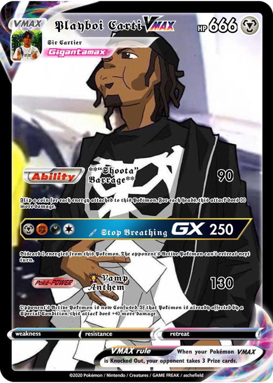 Playboi Carti - CA$H CARTI VMAX – Custom Pokémon Card (RareRapCards Exclusive)